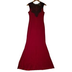 NWT Ruby Red Velvet & Black Lace Maxi Dress Whimsigoth Gothic Witchy Party - M